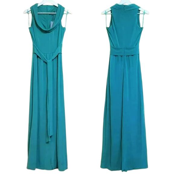 NWT Halston Heritage Women's Draped Cowl Neck Front Slit  Gown Maxi Dress - Picture 5 of 8